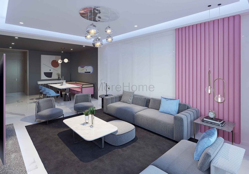 Mẫu sofa phòng khách tone màu ghi hiện đại mang đến không gian thư giãn, thân thiện và sạch sẽ cho căn phòng